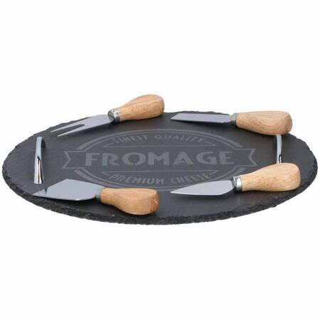 Alpina - 6-piece set for serving cheese (slate / tray, 4 knives)