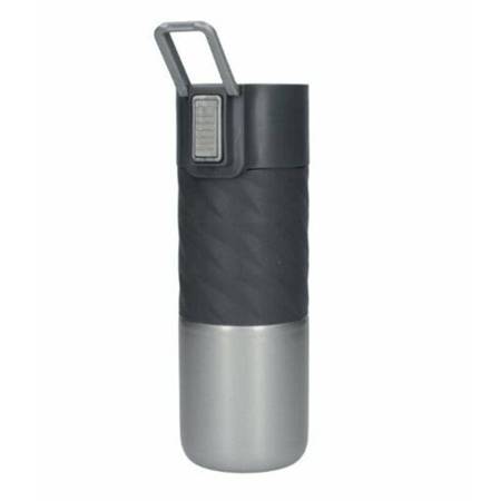 BUILT Hydration Stainless Steel Press Flask 470 ml ((Black/Steel)