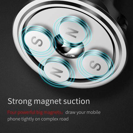 Baseus Magnetic Air Vent Car Mount Holder with cable clip (Silver/Black)