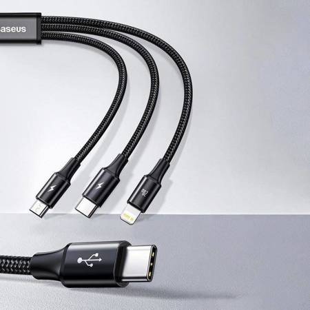 Baseus Rapid Series - Connection Cable USB-C to Lightning / USB-C / micro USB 20W 1,5m (czarny)