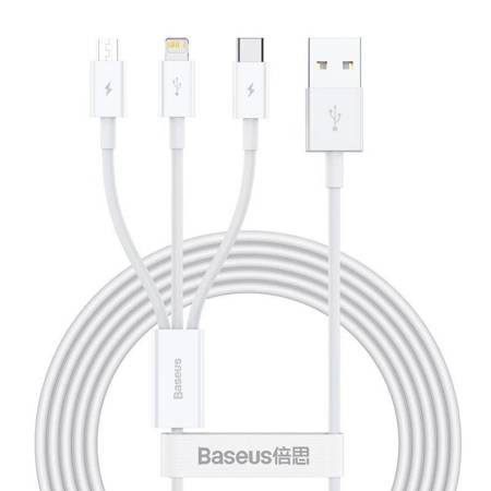 Baseus Superior Series - Connection Cable USB-C to Lightning / USB-C / micro USB 3,5A 1,2m (biały)