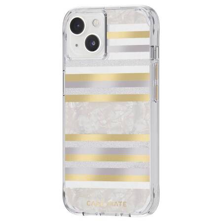 Case-Mate Pearl Stripes MagSafe - Case decorated with mother-of-pearl for iPhone 14 (Pearl Strtripes)