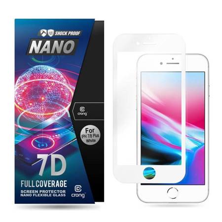 Crong 7D Nano Flexible Glass – Full Coverage Hybrid Screen Protector 9H iPhone 8 / 7 / 6s / 6 (White)