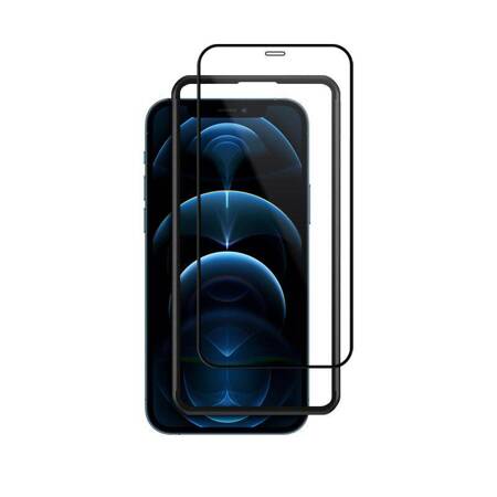 Crong Anti-Bacterial 3D Armor Glass - 9H tempered glass for the entire screen of the iPhone 12 / iPhone 12 Pro + installation frame