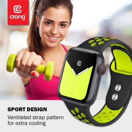 Crong Duo Sport - Band for Apple Watch 38/40/41 mm (Black / Lime)