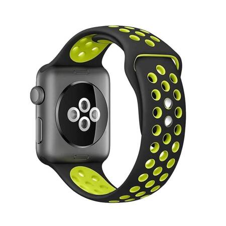 Crong Duo Sport - Band for Apple Watch 42/44/45 mm (Black / Lime)