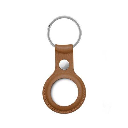 Crong Leather Case with Key Ring - Leather keyring for Apple AirTag (brown)