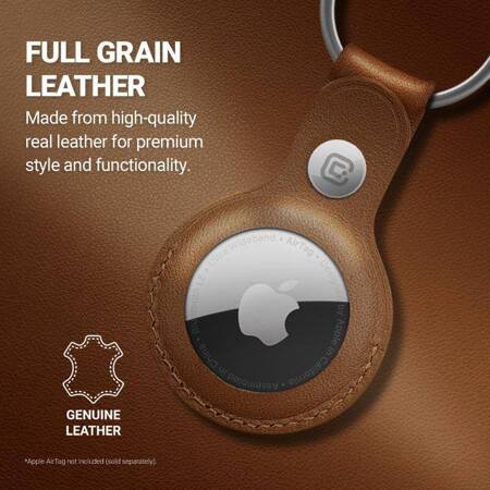 Crong Leather Case with Key Ring - Leather keyring for Apple AirTag (brown)