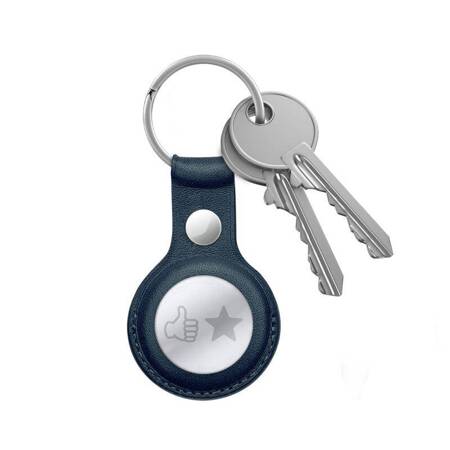 Crong Leather Case with Key Ring - Leather keyring for Apple AirTag (navy blue)
