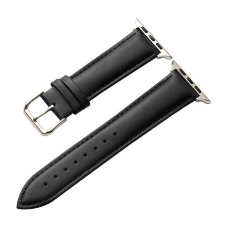 Crong Noble Band - Genuine leather strap for Apple Watch 42/44/45mm (Black Noir)