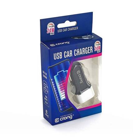 Crong Power Car Charger 24W with Dual USB Port (aluminium)