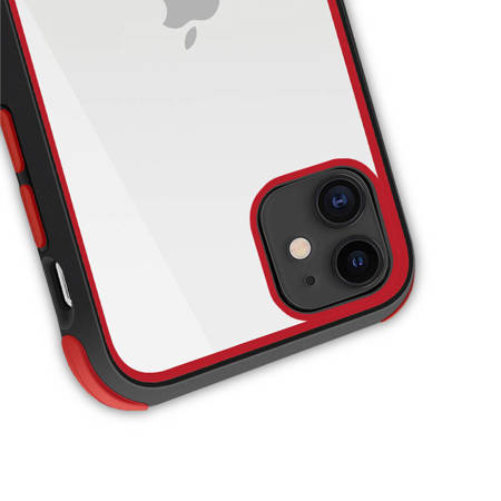 Crong Trace Clear Cover - Hybrid Protective Case for iPhone 11 (Black/Red)