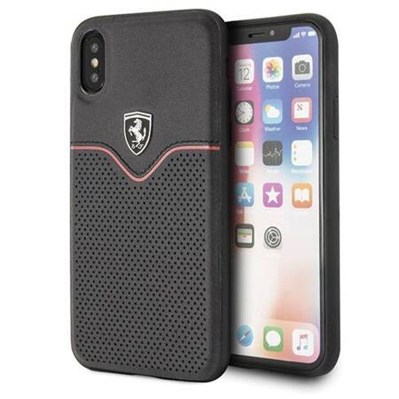 Ferrari Lether Case Hard Case for iPhone Xs / X (Black)