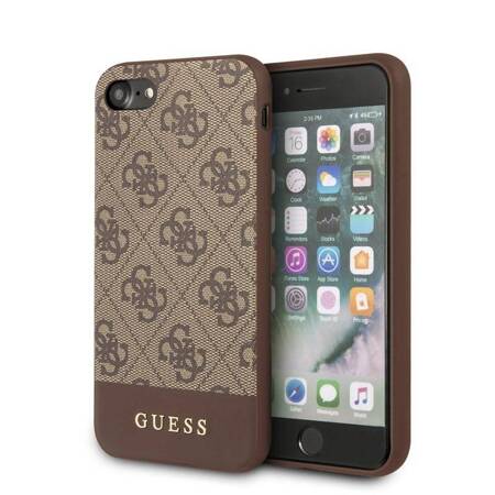 Guess 4G Bottom Stripe Collection - Etui iPhone SE 2020 / 8 / 7 (Brown)