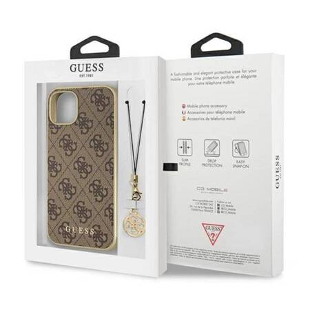 Guess 4G Charms Collection - Case for iPhone 13 (Brown)