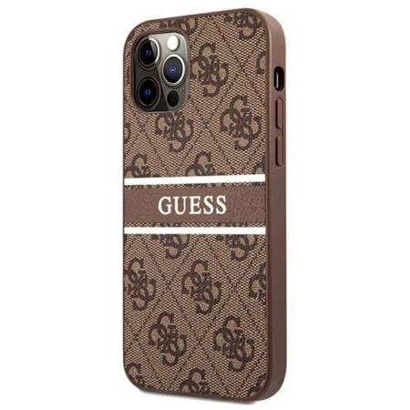 Guess 4G Printed Stripe - Case for iPhone 12 / iPhone 12 Pro (Brown)