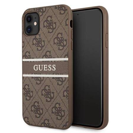 Guess 4G Printed Stripe - iPhone 11 Case (Brown)