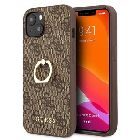Guess 4G Ring Case - Case for iPhone 13 mini (Brown)