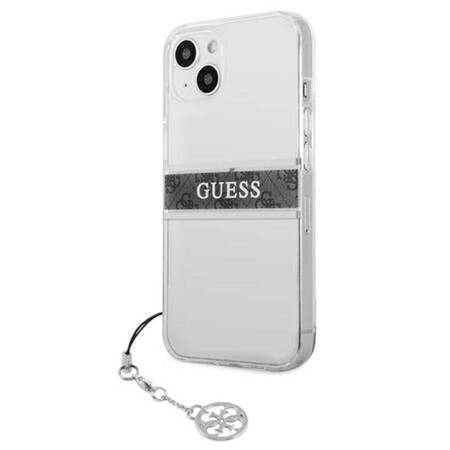 Guess 4G Stripe Grey Charm  - Case for iPhone 13 mini (Transparent)