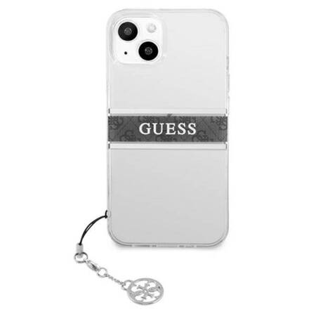 Guess 4G Stripe Grey Charm  - Case for iPhone 13 mini (Transparent)