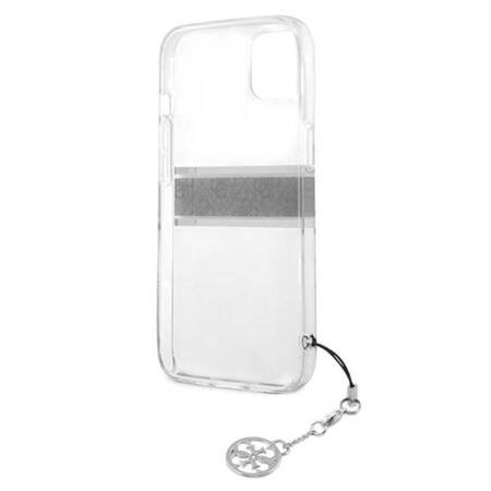 Guess 4G Stripe Grey Charm  - Case for iPhone 13 mini (Transparent)