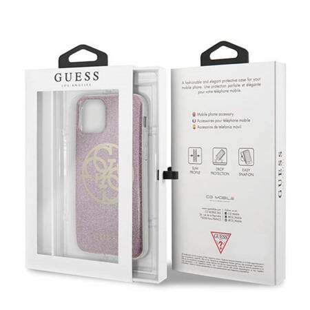 Guess Circle Glitter 4G - Case for  iPhone 11 Pro Max (różowy)
