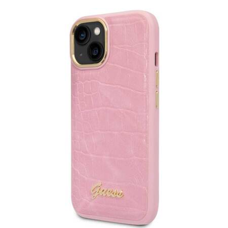 Guess Croco Collection - Case for iPhone 14 Plus (Pink)