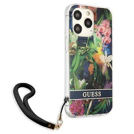 Guess Flower Cord - Cover for iPhone 13 Pro Max (Blue)