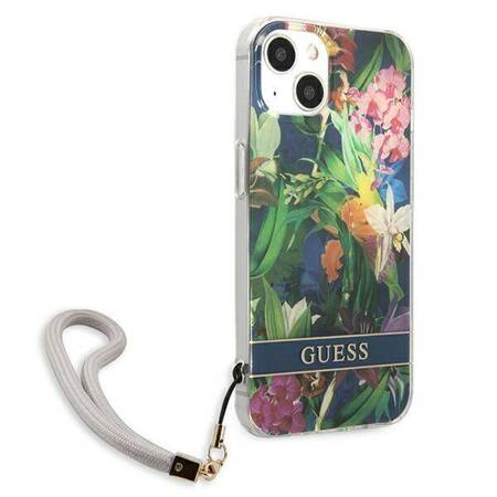 Guess Flower Cord - Cover for iPhone 13 mini (Blue)