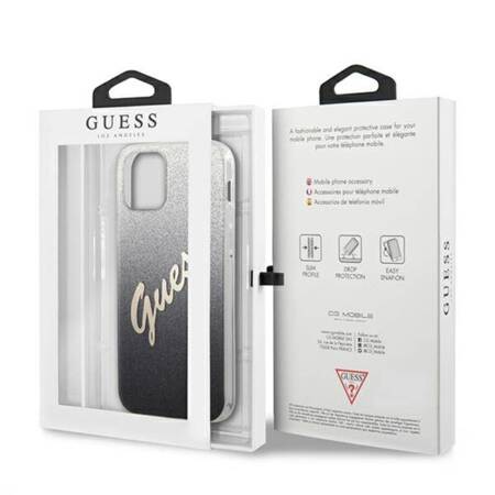 Guess Glitter Gradient Script - Case for iPhone 12 Pro Max (Black)