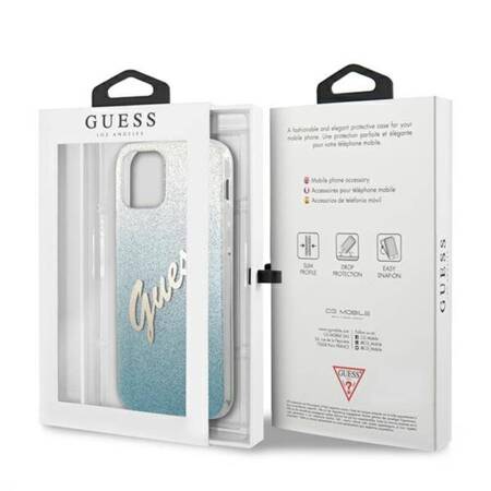 Guess Glitter Gradient Script - Case for iPhone 12 Pro Max (Blue)