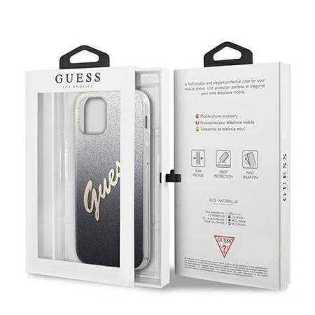 Guess Glitter Gradient Script - Case for iPhone 12 mini (Black)