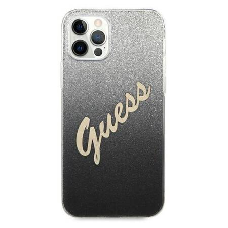 Guess Glitter Gradient Script - iPhone 12 / iPhone 12 Pro Case (Black)