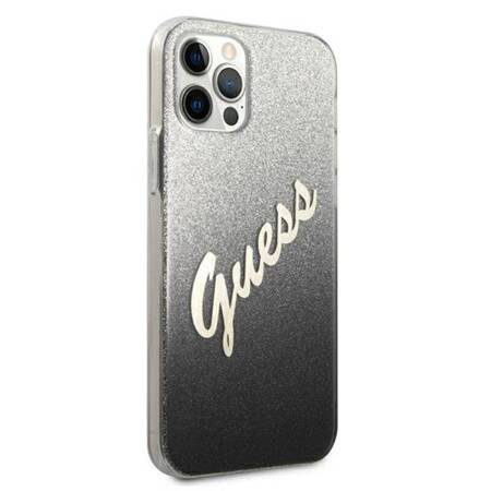 Guess Glitter Gradient Script - iPhone 12 / iPhone 12 Pro Case (Black)