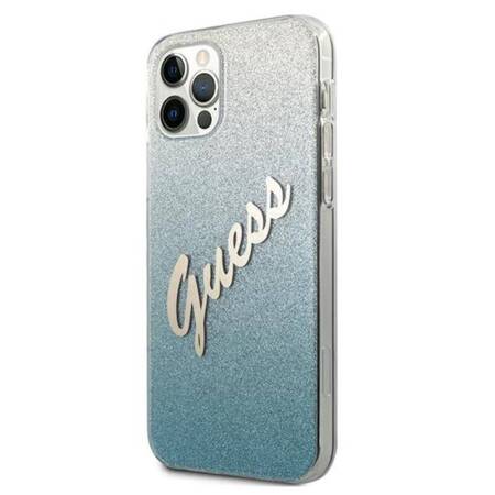 Guess Glitter Gradient Script - iPhone 12 / iPhone 12 Pro Case (Blue)