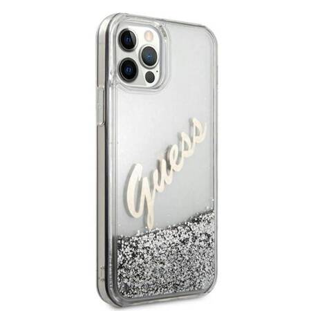 Guess Glitter Vintage Script - Case for iPhone 12 Pro Max (Silver)