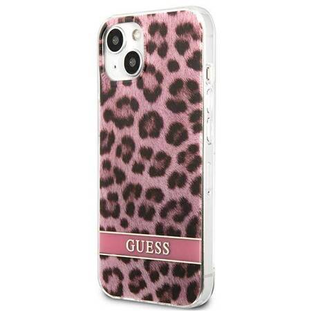 Guess Leopard Electro Stripe - Cover for iPhone 13 (Pink)