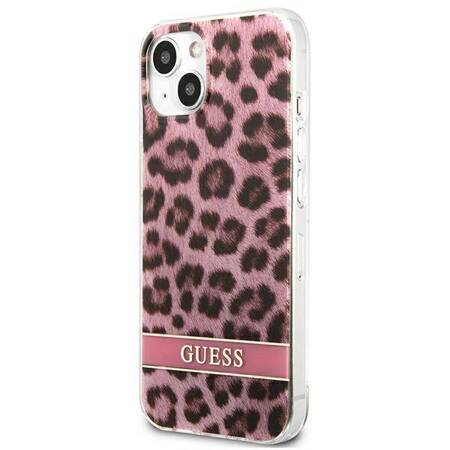 Guess Leopard Electro Stripe - Cover for iPhone 13 mini (Pink)