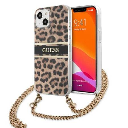 Guess Leopard Gold Stripe Crossbody - Case for iPhone 13 Mini