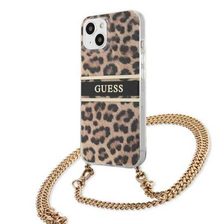 Guess Leopard Gold Stripe Crossbody - Case for iPhone 13 Mini