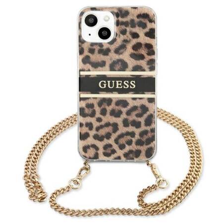 Guess Leopard Gold Stripe Crossbody - Case for iPhone 13 Mini