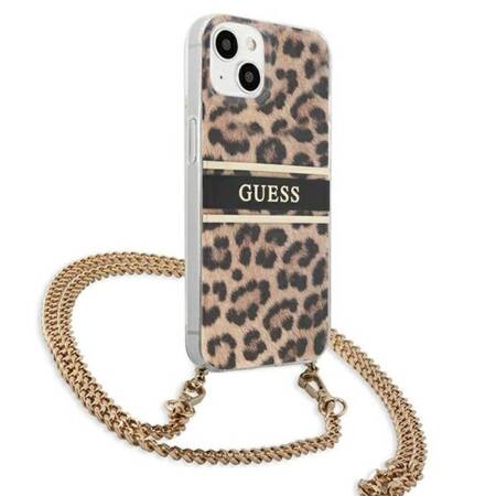 Guess Leopard Gold Stripe Crossbody - Case for iPhone 13 Mini