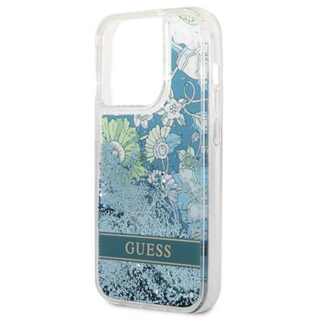 Guess Liquid Glitter Flower - Case for iPhone 14 Pro Max (Green)