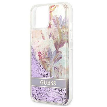 Guess Liquid Glitter Flower – Cover for iPhone 13 mini (Purple)