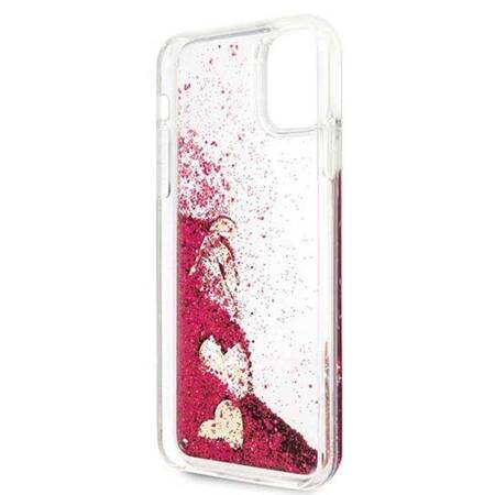 Guess Liquid Glitter Hearts - Case for iPhone 11 Pro Max (Raspberry)