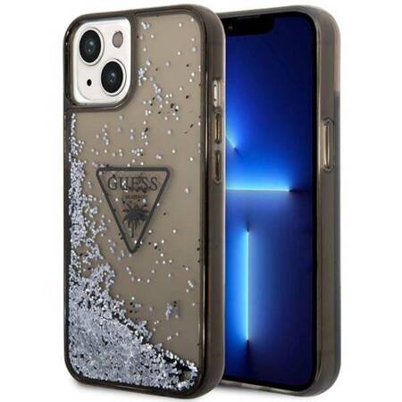 Guess Liquid Glitter Triangle Logo Case - Case for iPhone 14 (Black)