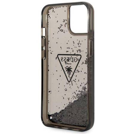 Guess Liquid Glitter Triangle Logo Case - Case for iPhone 14 (Black)