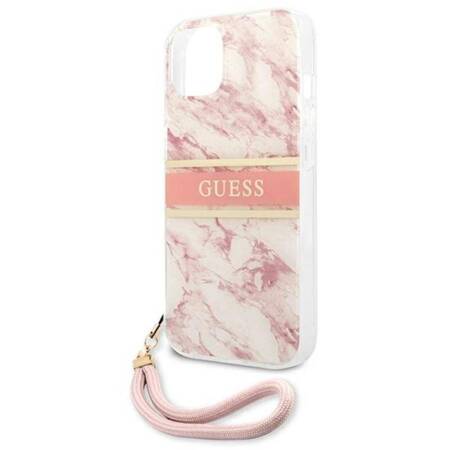 Guess Marble Strap - Case for iPhone 13 Mini (Pink)