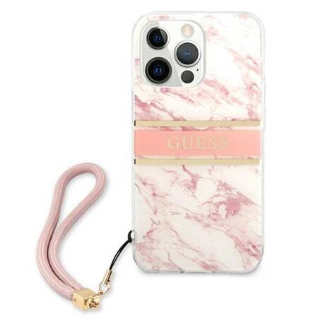 Guess Marble Strap - Case for iPhone 13 Pro Max (Pink)