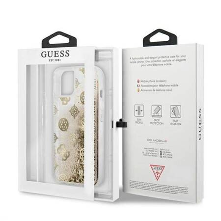 Guess Peony Liquid Glitter - Case for iPhone 13 mini (Gold)